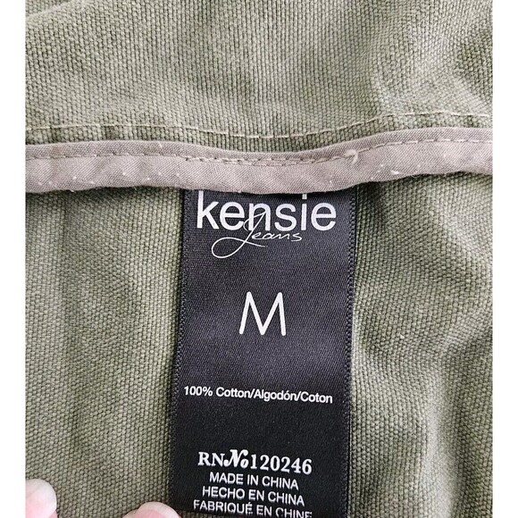 Kensie Jeans Womens Size M Army Green Zip Up Casual Jacket Cadet Collar Pockets - Picture 9 of 9
